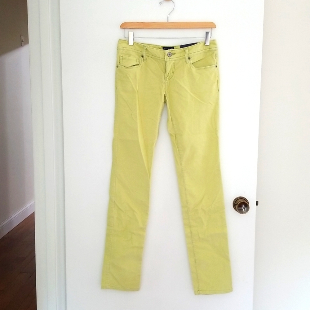 New American Eagle Stretch Corduroy Citrus Yellow-Green Pants